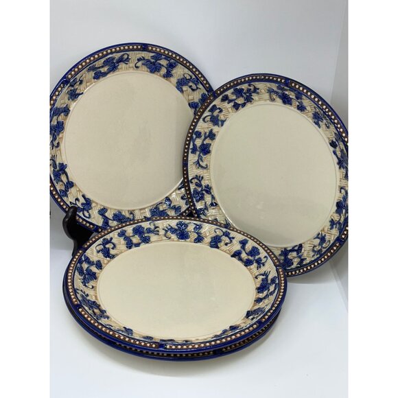 Temp-tations By Tara Floral Lace Blue White Dinner Plates 10" Set 4 Stoneware - Picture 4 of 8